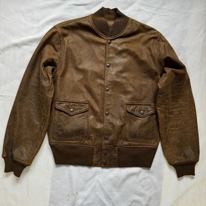 RRL Ralph Lauren Double RL Leather Bomber Jacket Cowhide Size Medium M Men's - Picture 1 of 20