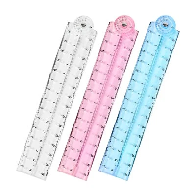 3pcs Foldable Transparent Ruler Set – 30cm PVC Shatterproof, 3 Colours - Image 1 of 4