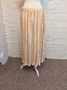 Diane Freis gonna midi plissettata seta oro jacquard taglia m -l - Foto 1 di 6