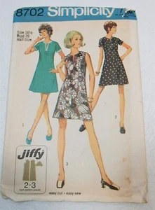 Vestido estampado costura Simplicity 8702 talla 16,5 vintage sin cortar - Imagen 1 de 4