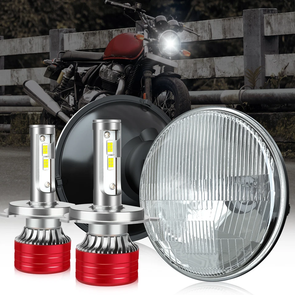 Faróis de vidro selados redondos H4 lâmpadas para 1978 1979 Kawasaki KZ650D 7 polegadas - Imagem 1 de 4