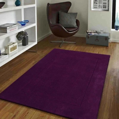 Premium Quality Hand Tufted Wool Carpet, Purple Solid Hand Tufted Wool Area Rugs - Image 1 of 4