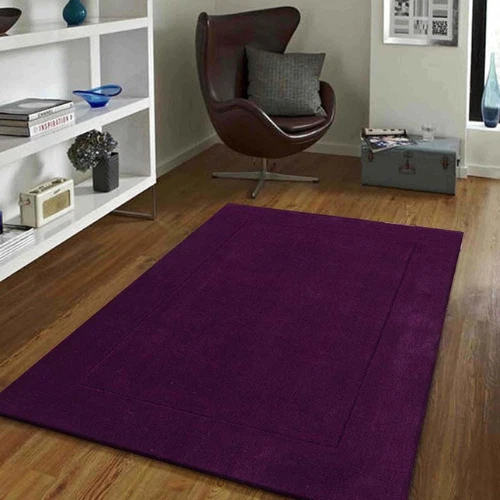 Premium Quality Hand Tufted Wool Carpet, Purple Solid Hand Tufted Wool Area Rugs - Image 1 of 4