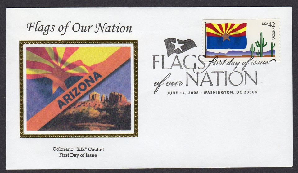 2008 42c State Flag ARIZONA Coil (Scott 4277) - Colorano "Silk" FDC MW89 - Image 1 of 1