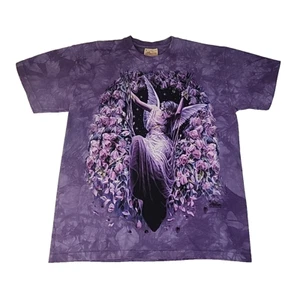 Vintage Y2K 2001 The Mountain Fairy Angel Pixie Purple Tie Dye T Shirt L #1638 - Picture 1 of 16