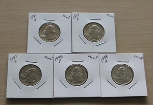 5-Washington Quarters 8P11-15 Mint Uncirculated Quarters 1981d, 1997pd, 1998pd - Picture 1 of 4