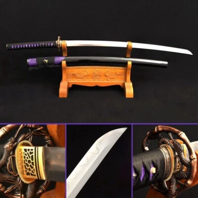 Espada Katana Sombra Terciopelo: Acero Doblado 1060 con Wave Hamon | Aleación Tsuba Foto 1 de 4