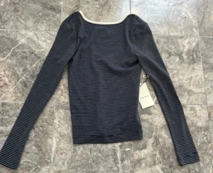 Citizens of Humanity Cary's Deep Scoop Newport Stripe Long sleeve top XS NWT - Picture 1 of 6