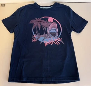 Sonoma Dark Blue Shark Beware Graphic Tee Shirt Short Sleeve - Boys Size Small - Picture 1 of 6