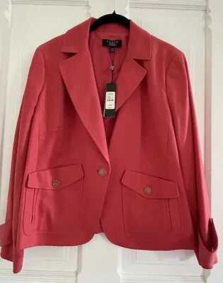 NUEVO CON ETIQUETAS Chaqueta Blazer Talbots Grace Fit Coral Lino Algodón 12WP Mujer Pequeña $198 Foto 1 de 4