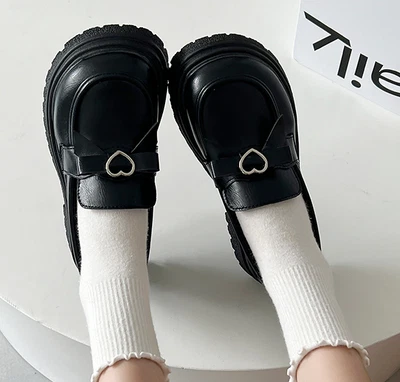 Mujeres Niña Kawaii Lolita Mocasines Princesa Metal Japonés Dulces Zapatos Preppy Pump Foto 1 de 4