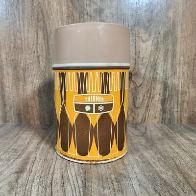 Termo retro vintage de metal King-Seeley naranja y marrón 10 oz Foto 1 de 4