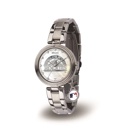 Colorado MLB Baseball Rockies Charm Watch with Stainless Steel Band Cover