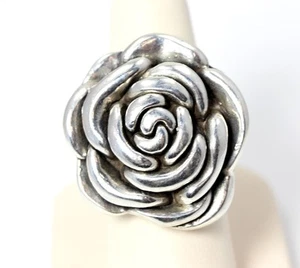 Anillo de flores de plata esterlina grande hermoso talla 7,75 - 2776 - Imagen 1 de 4