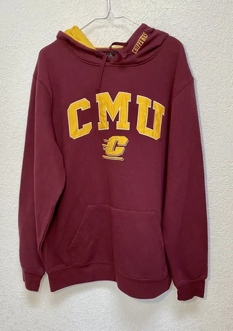 CMU Central Michigan University Chippewas Hoodie Pullover Sweatshirt Mens Size L Cover
