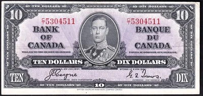 Canada 1937 $10 Ten Dollar Banknote Coyne - Towers C/T 5304511 - Image 1 of 2