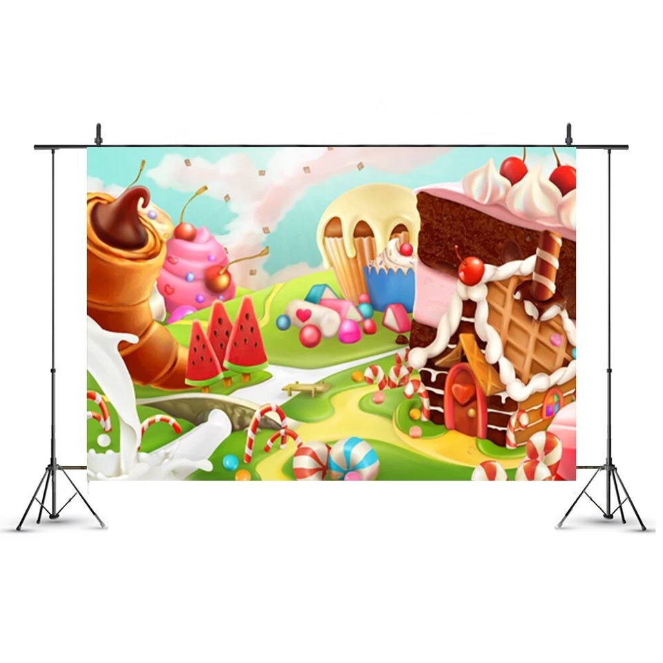7x5ft Candy Tea Party Backdrop Vinyl Photo Booth Background - Image 1 of 1