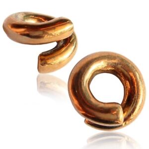 PAIR 4G ROSE BRASS COIL TWISTS EAR WEIGHTS PLUGS TUNNELS STRETCH GAUGE HOOPS