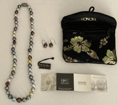 HONORA COLLECTION Cultured Mother-Of-Pearl Sterling Clasp Necklace & Earring Set - Image 1 of 4