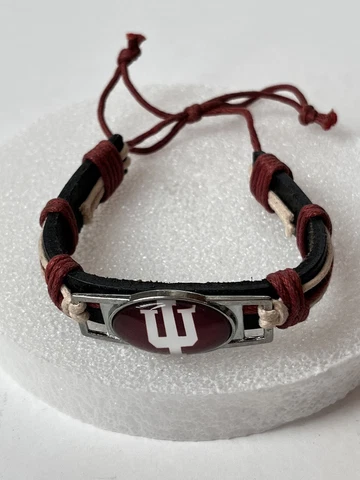 Indiana University Hoosiers Men's Women's Black Leather Rope Bracelet Jewelry Cover