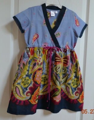 Hermoso Vestido Yo Bebé Niñas 6 Años Azul Auténtico Estampado INDIA  Foto 1 de 2