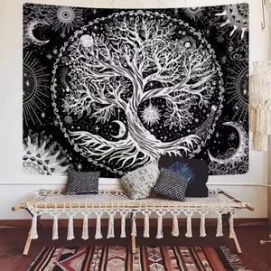 Black Bohemian Style Tree Of Life Sun And Moon Elements Wall Decoration - Picture 1 of 1