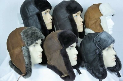 6 COLORES PIEL DE OVEJA REAL PIEL DE OVEJA SOMBRERO Invierno Trampero Ushanka M-3XL Foto 1 de 4