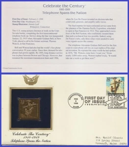 USA8 #3183e ADDR GOLDEN REPLICA FDC   1910 Telephone Spans the Nation - Picture 1 of 1