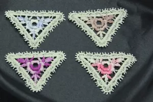 Vintage bestickte Spitze Blumen Applikationen 12 Stück rose, rosa, blau, lila - Bild 1 von 23