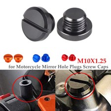 2PCS Motorcycle M10X1.25 CNC Anodized Mirror Hole Plugs Screw Caps Universal Set
