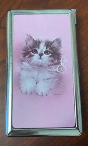 Kittens in Bows C2 100's Size Cigarette Case with lighter ID Holder Wallet - Picture 1 of 8