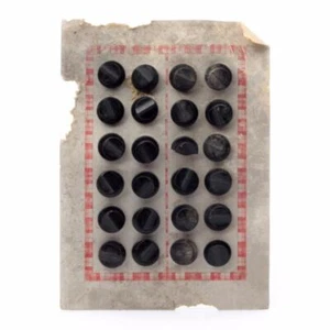 Card 23pc 13mm Czech Art Deco vintage 1920's black pinched glass buttons - Picture 1 of 2