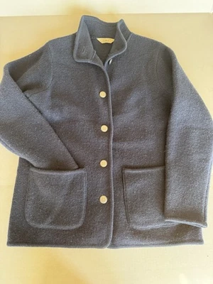 L.L. Bean Wool Cardigan Sweater Silver Metal Buttons Blue Women’s Small Nordic - Image 1 of 4