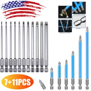 Juego de brocas de destornillador magnético de 18 piezas 7x cabeza transversal PH2 + 11xT6-T40 a prueba de manipulaciones Torx - Imagen 1 de 14