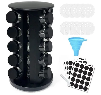 Revolving Spice Organizer - 20-Jar Spice Carousel Tower - Cabinet Rack ROUND