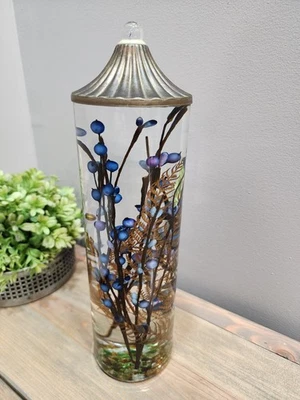 White River Blue FLORAL CYLINDER Lifetime Oil Candle 12.5" x 3.5"  - Image 1 of 4