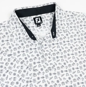 Polo de golf FootJoy estampado de viaje para hombre XL blanco Lisle golf absorbente equipaje de avión - Imagen 1 de 14