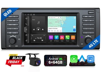 For BMW E39 M5 7" QLED Touch Screen Android 13 6+64 Stereo Car Radio GPS CarPlay - Image 1 of 4