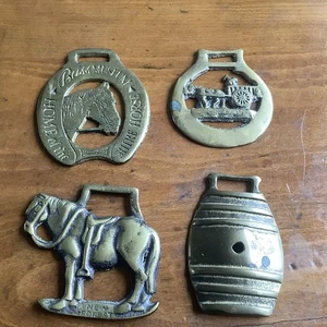 Antique rare Horse Brasses Set of 4 all horse related, c1900 - Picture 1 of 6