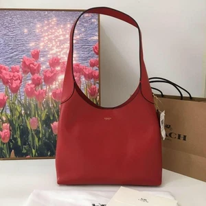 COACH Brooklyn Shoulder Bag 28 Half Moon Bag CU068 Red / Dark Ruby Outlet - Picture 1 of 2