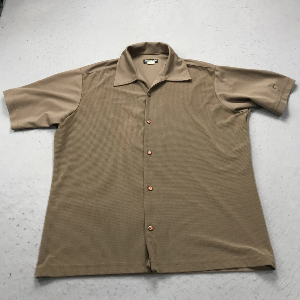 VINTAGE BC Ethic Shirt Mens XL Brown Disco Camp Soprano Casual Button USA 90s - Image 1 of 4