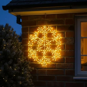 49cm Warm White LED Snowflake 180 LEDs 8 Modes Outdoor Christmas Decoration 3M C - Picture 1 of 7