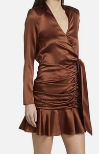 Veronica Beard Agatha Seide Satin Wickeloptik Kleid Neu mit Etikett Größe 8 - Bild 1 von 11
