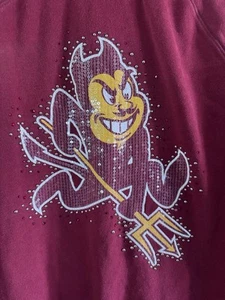 😈😈 Felpa con cappuccio Victoria’s Secret vintage super rara ASU paillettes Bling Sun Devil😈😈 - Foto 1 di 7
