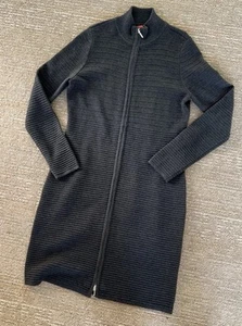 Calvin Klein Damen Pullover Kleid Größe Lg Grau Frontreißverschluss Stehkragen Strick - Bild 1 von 8