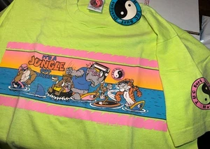 80's T&C Surf Designs T-shirt Men's Medium  Washed Neon Green - Picture 1 of 2