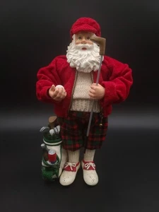 10.5" Vintage Golfing Santa self standing With Clubs & clothing accessories. #F1 - Picture 1 of 10