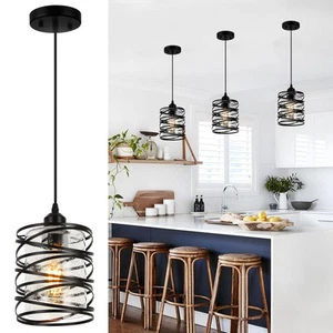 Black Pendant Lights for Kitchen Island, Industrial Farmhouse Pendant Light F... - Picture 1 of 7