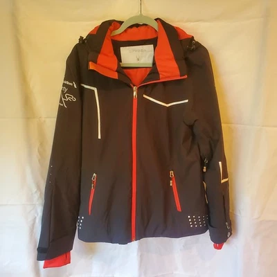 Женская лыжная куртка Spyder размер 12 черная с красным капюшоном American Airlines Celebrity - Изображение 1 из 4