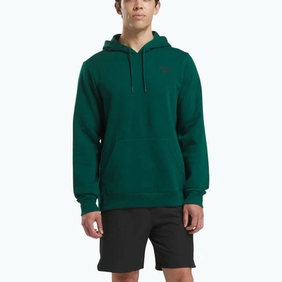 NWT Reebok Men’s Identity Small Logo Fleece Collegiate Green Hoodie Sweatshirt - Image 1 of 4